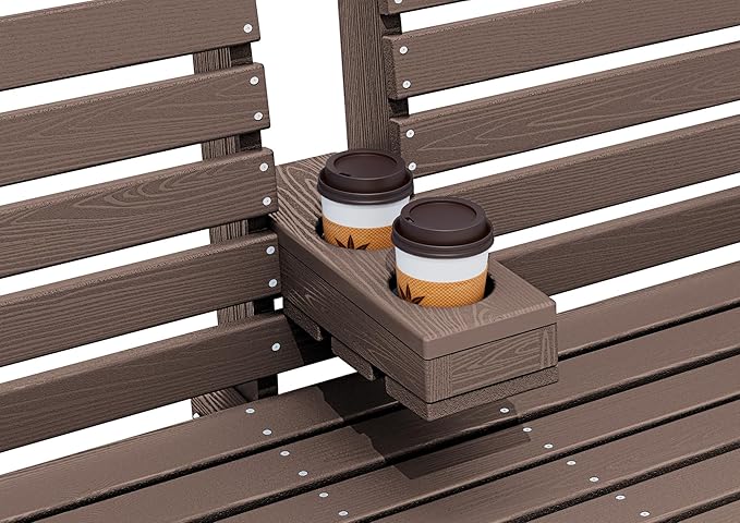 KINGYES Outdoor Hanging Porch Swing Set of 2, Waterproof Swing with Cup Holders for Courtyard & Garden - Photo 2