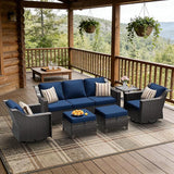 6 Pieces Patio Conversation Furniture Set - 1 Sofa, 2 Swivel Chairs, 2 Ottomans, 1 Side Table - Photo 6