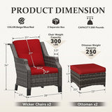 Wicker Patio Furniture Set - 4 Piece Rattan Outdoor Conversation Sets with 2 Wicker Patio Chairs, 2 Ottomans for Garden - Photo 2