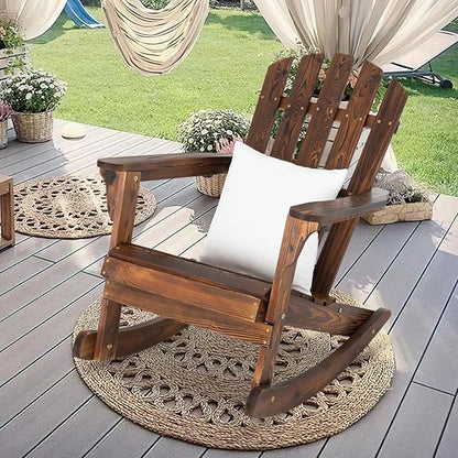 Adirondack Rocking Chairs Set of 2 - Outdoor Wood Rocking Chair, Patio Rocker Rocking Chair High Backrest for Porch, Balcony, Backyard, Poolside