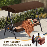 3 in 1 Outdoor Porch Swing with Canopy, 3 Seat Outdoor Swing for Adults, Patio Swing Chair with Thickened Cushions - Photo 3
