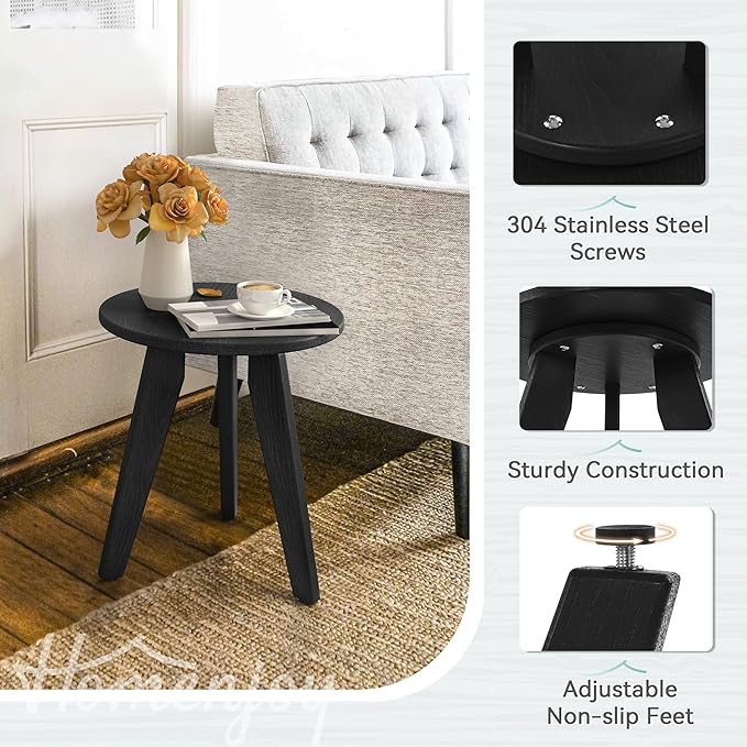 HDPS Outdoor Side Table, Small Round Side Table Weather-Resistant, Outdoor Side Tables for Patio, Porch, Deck - Photo 5