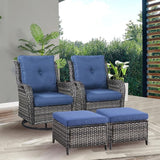 Rilyson Wicker Patio Furniture Set - 4 Piece Rattan Outdoor Sectional Conversation Sets with 2 Swivel Rocking Chairs - Photo 7