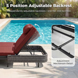 NICESOUL Double Chaise Lounge Outdoor, 51.2" Wide 2-Person Daybed with Independent Recline - Photo 5