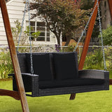 RELAX4LIFE Porch Swing 2-Seat Patio Rattan, Wicker Porch Swings Outdoor W/Two 7.9 Ft Solid Steel Chain - Photo 4