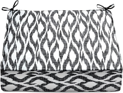 BrylaneHome Extra-Thick Seat Cushion - 23”L x 22”W x 5.5”H - Patio & Outdoor - Water, Stain & Fade Resistant - Black Ikat