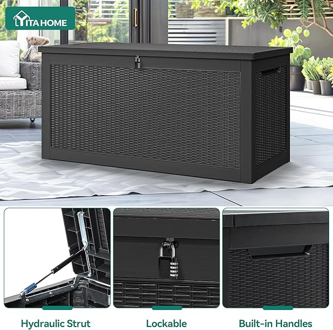 YITAHOME 260 Gallon Outdoor Storage Box, Large Water Resistant Resin Deck Box - Photo 3