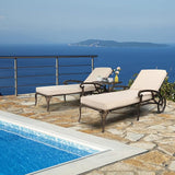 VINGLI Cast Aluminum Outdoor Chaise Lounge Chair with Wheels Set of 2 - Photo 6