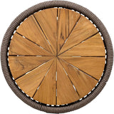 Merax Bohemian Round Outdoor Side Table with Acacia Wood Top and Dark Grey Handwoven Rope Base - Photo 6