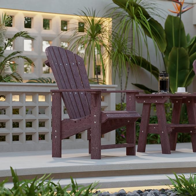 Wildridge Heritage Upright Adirondack Chair, Cherrywood - Outdoor All-Weather Poly Furniture for Patio, Deck, Yard