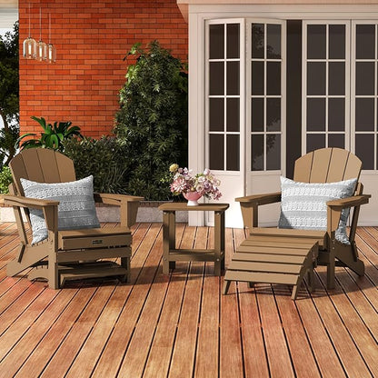 SERWALL Folding Adirondack Ottoman Set of 2, Adirondack Footrest Without Assembly for Adirondack Chair, Brown