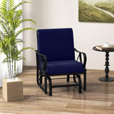 Giantex Outdoor Glider, Patio Rocking Chair with Thick Cushion, Sturdy Metal Frame, Curved Armrest, Ergonomic Design - Photo 9