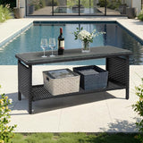 VINGLI Outdoor Wicker CoffeeTable Patio Coffee Tables for Outside - Photo 7
