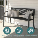 Outdoor Garden Bench, Weatherproof Metal Park Bench for Garden Lawn Porch Park Backyard - Photo 6