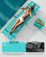 SERWALL Outdoor Chaise Lounge Set of 2, All-Weather HDPE Pool Lounge Chairs with 5-Position Adjustable Backrest - Photo 9