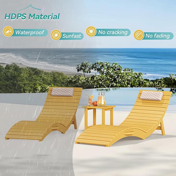 Folding Pool Lounge Chairs, Pre-Assembled HDPS Anti-Floating Lounge Chair with Headrest for in-Pool Use - Photo 5