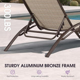 PURPLE LEAF Outdoor Chaise Lounge Chair Set of 3 Patio Pool Lounger Bronze Aluminum Chairs with Side Table Adjustable - Photo 6
