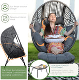 NICESOUL Patio Egg Chair with Ottoman, Indoor Outdoor Egg-Shell Lounge Chair, Cozy Oversized Round Circle Chair - Photo 6