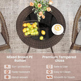 Tangkula 25 inch Patio Wicker Coffee Table Outdoor Backyard Lawn Balcony Pool Round Tempered Glass Top Rattan Steel - Photo 6