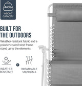 Best Choice Products Set of 2 Extra Wide Adjustable Steel Mesh Zero Gravity Lounge Chair Recliners w/Pillows and Cup - Photo 6