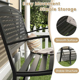 VICLLAX Outdoor Garden Bench, Metal Frame Patio Bench with Twist Circle Design Backrest for Porch Yard Lawn Deck, Black - Photo 4