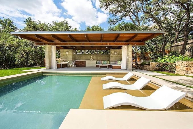 Ledge Lounger - Signature Chaise - Inside Pool & Sun Shelf Lounge Chair - Designed for Shallow Shelves Up to 9” - Compatible with All Pool Types - Poolside & Sun Deck Tanning - Set of 2 - White