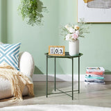 VECELO Side/End Table, Folding Round Metal Anti-Rust and Waterproof Outdoor or Indoor Tray for Living Room Bedroom - Photo 2