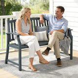 Grand patio 52" Farmhouse Outdoor Bench, Garden Benches with Anti-Rust Aluminum Metal Frame - Photo 2