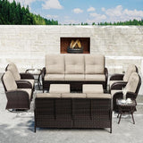 Joyside Wicker Patio Furniture Set, 10 Piece Outdoor Furniture Set with Thickened Cushions, High Back, Deep Seating - Photo 6
