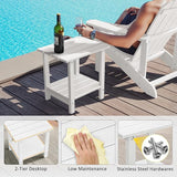 2 Tier Outdoor Side Table with Wood-Like Grain, 16.6" HDPE Adirondack Table Patio Side Table - Photo 4