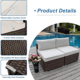 COSIEST 2-Piece Outdoor Furniture Add-on Armless Chairs for Expanding Wicker Sectional Sofa Set w Off White Thick - Photo 4