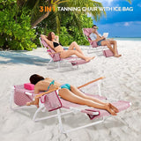 Bonnlo Deluxe 3-in-1 Beach Chair, Tanning Chair with Face Hole, Sunbathing Lounge Chair Outdoor, Adjustable Footrest - Photo 2