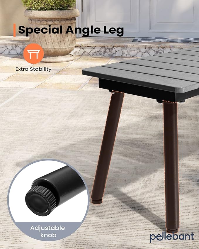 Pellebant Outdoor Dining Bench，50 Inch Long Patio Picnic Bench for 3 People，Wood Plastic Composite Board with Aluminum Legs,for Patio, Garden, Lawn, Deck, Porch and Yard, Dark Grey