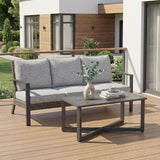 Green4ever Outdoor Furniture, 2 Pieces Patio Furniture Set with Coffee Table, Wicker Outdoor Couch with Cushions - Photo 6