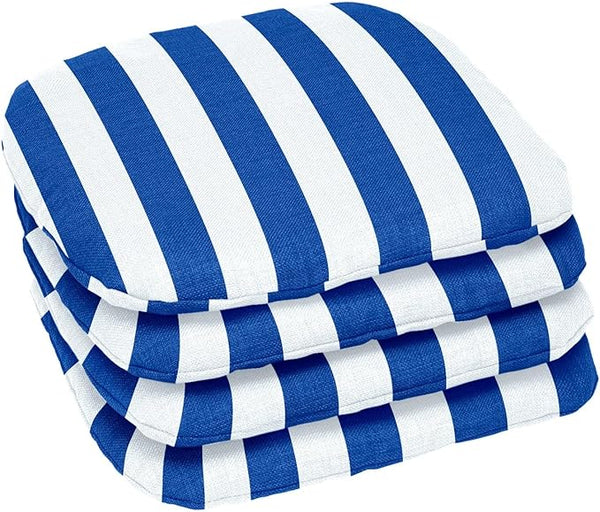 BrylaneHome Indoor/Outdoor Chair Pads (Set of 4) - 16" L x 15.6" W - Water - Photo 1