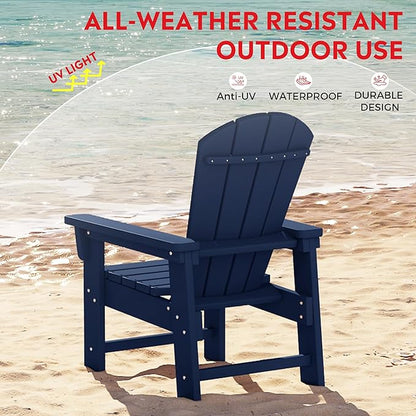 Costaelm Kids Adirondack Chair Set of 4, Plastic Outdoor Kids Chair Toddler Patio Furniture and Outdoor Children Picnic Activity Lawn Chair for Garden, Patio, Backyard & Beach, Navy Blue