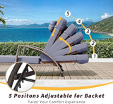 Garvee Chaise Lounge Outdoor Set of 2, PE Rattan Wicker Pool Lounge Chairs with 5-Level Adjustable Backrest - Photo 3