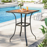 AECOJOY Outdoor Height Bar Table, 36'' Metal Frame Bar Table Bistro Square Table with Wooden Top - Photo 2