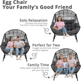 IRONCK Double Egg Chair Outdoor, 2 Person Wicker Lounge Chair, Oversized Thickened Padded Cushions and Headrests - Photo 3