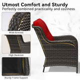 Patio Chairs Set of 2, Outdoor Wicker Patio Furniture Set with Thickened Olefin Cushions, High Back and Deep Seating - Photo 3