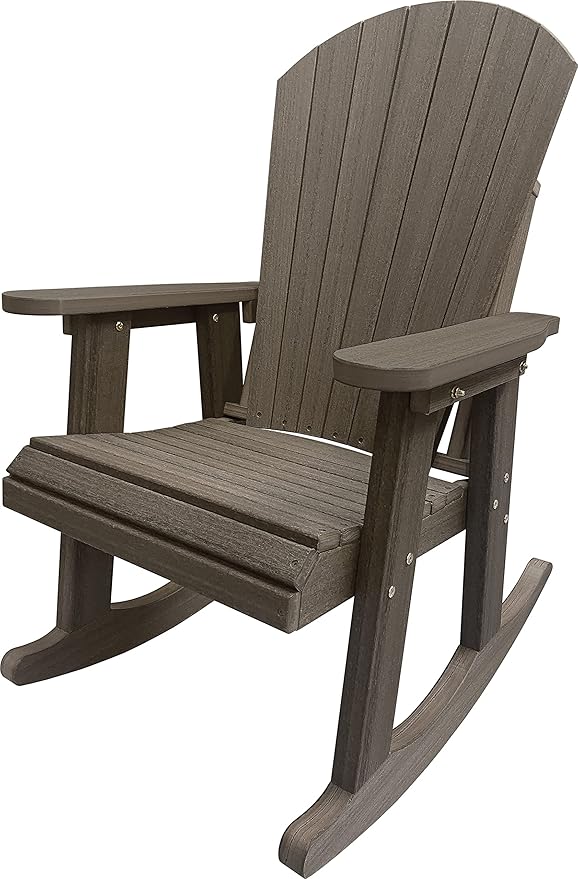 DuraWeather Poly® Adirondack Porch Rocker (Coastal Grey (Wood Grain))