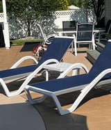PURPLE LEAF Patio Chaise Lounge Chair Set of 3 Outside Aluminum Plastic Stackable Tanning Chairs with Armrests and Side - Photo 1