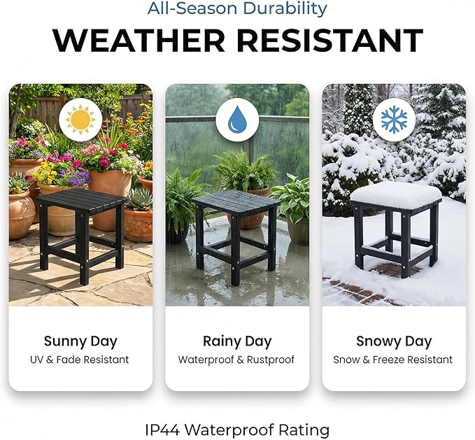 PASAMIC Adirondack Square Outdoor Side Table, HDPE Small Outdoor Table, Patio End Table for Patio, Pool, Backyard - Photo 4