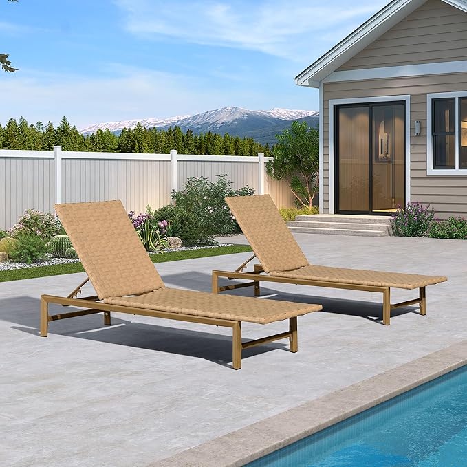 PURPLE LEAF Patio Chaise Lounge Rattan Chair Outdoor Pool Adjustable Recliner Wicker Lounger for Outside Woven - Photo 4