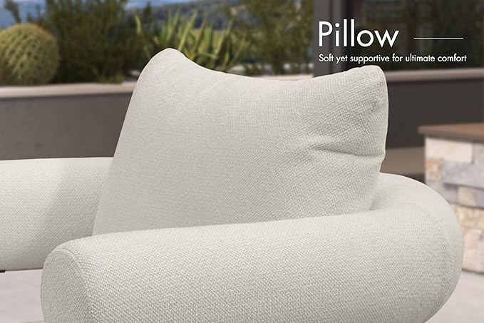 PURPLE LEAF Outdoor Chaise Lounge Set of 4 Chair Modern Aluminum Lounger Daybed with Lumbar Pillow and Armrest for Patio Poolside Beach Sunbathing Deck, White