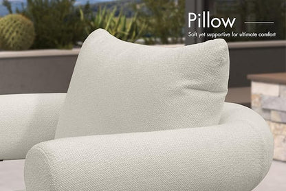 PURPLE LEAF Outdoor Chaise Lounge Set of 4 Chair Modern Aluminum Lounger Daybed with Lumbar Pillow and Armrest for Patio Poolside Beach Sunbathing Deck, White