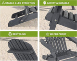 Folding Adirondack Chairs Set of 2, All-Weather Wide Armrest Wooden Outdoor Chairs, Fire Pit & Front Porch Chairs - Photo 4