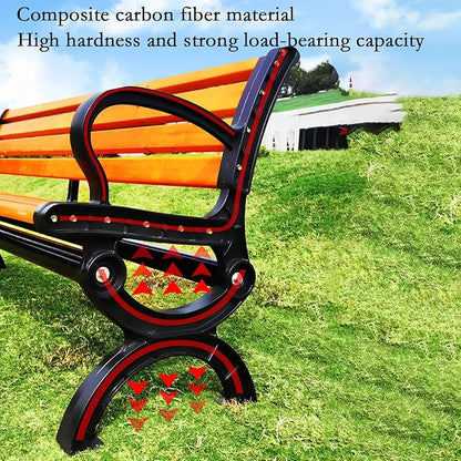 Outdoor Garden Bench Park, cast Iron and Hardwood Constructed Patio Furniture Bench with backrest, Perfect for Backyard, Deck, Lawn, Park 120cm/47.2in Black
