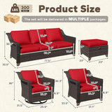 7 Pieces Patio Conversation Furniture Set - 1 Sofa, 2 Armchairs, 2 Ottomans, 2 Swivel Chairs - Photo 2
