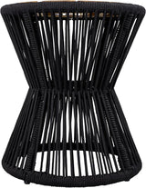 Merax Bohemian Round Outdoor Side Table with Acacia Wood Top and Black Handwoven Rope Base - Photo 6